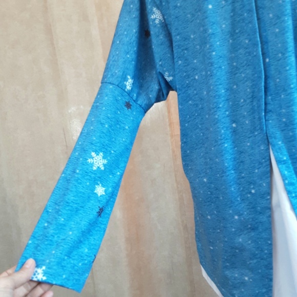 Winter Scene Trees Long Blue Tunic Long Sleeve Sz L - Picture 5 of 13